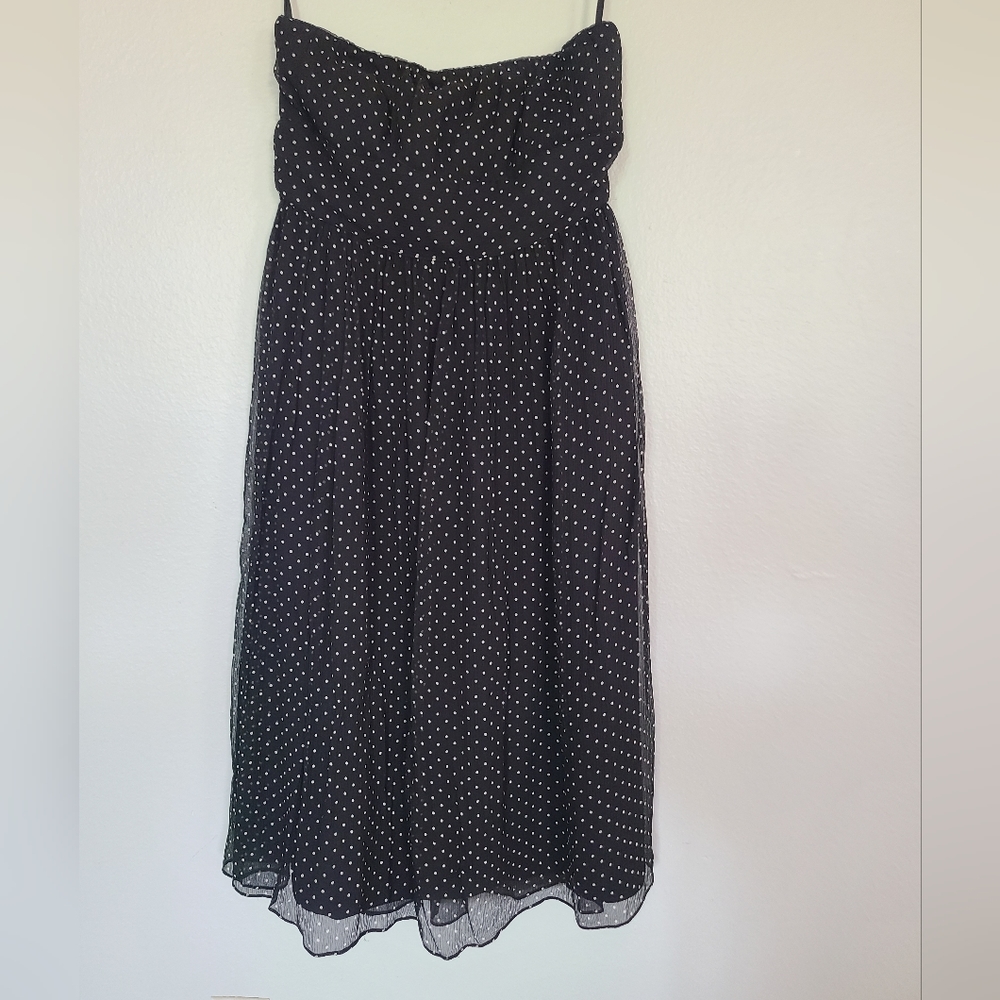 J. Crew 100% Silk polka dot strapples dress. Size 6